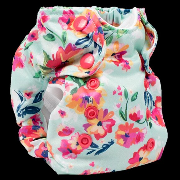 NEW Smart Bottoms Born Smart 2.0 Newborn Cloth Diaper - Aqua Floral - Picture 1 of 5